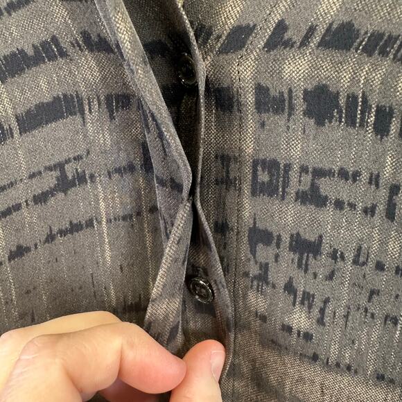 Vince 100% Silk Long Sleeve Button Front Brown Striped Tunic Blouse Womens XS - Picture 7 of 16